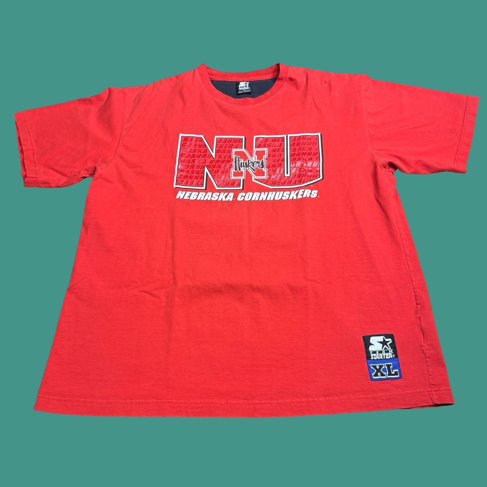 Vintage Y2K Starter Nebraska Huskers T Shirt Mens XL Football College University